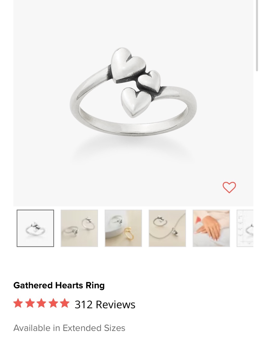 James Avery Sterling Gathered Hearts Ring - Silver